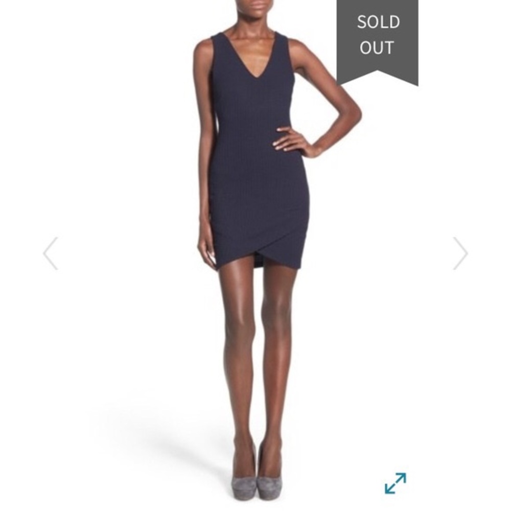 ASTR The Label - Navy V-Neck Waffled Mini Dress M
